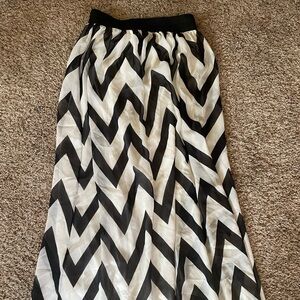 Black and White Chevron Maxi Skirt